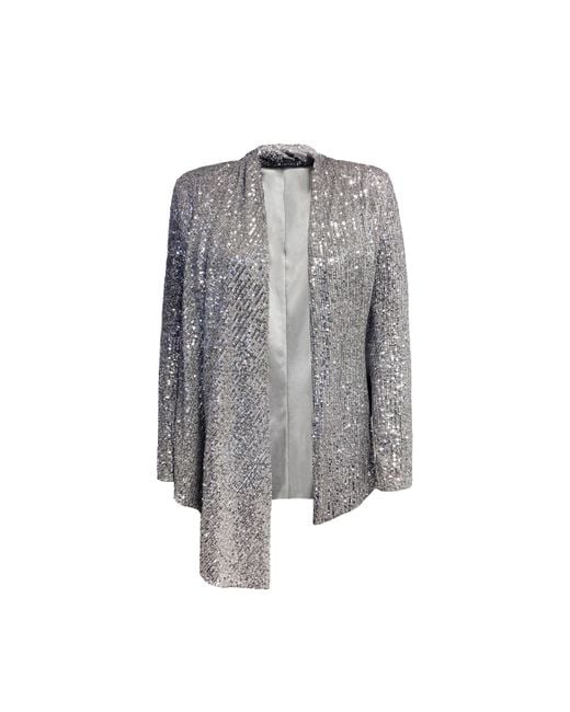 ANITABEL Gray Tia Structured Sequin High Low Blazer With A Detachable Belt