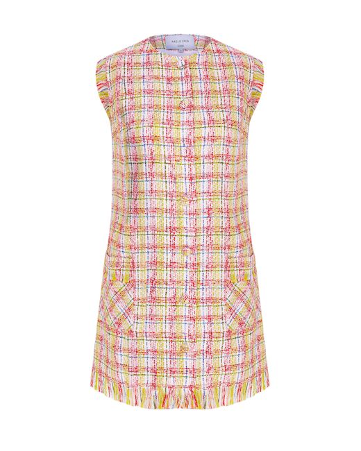 NAZLI CEREN Pink Chloe Cotton Tweed Mini Dress