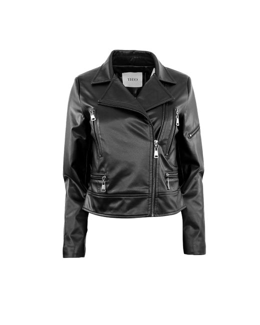 Theo the Label Black Hera Vegan Leather Biker Jacket