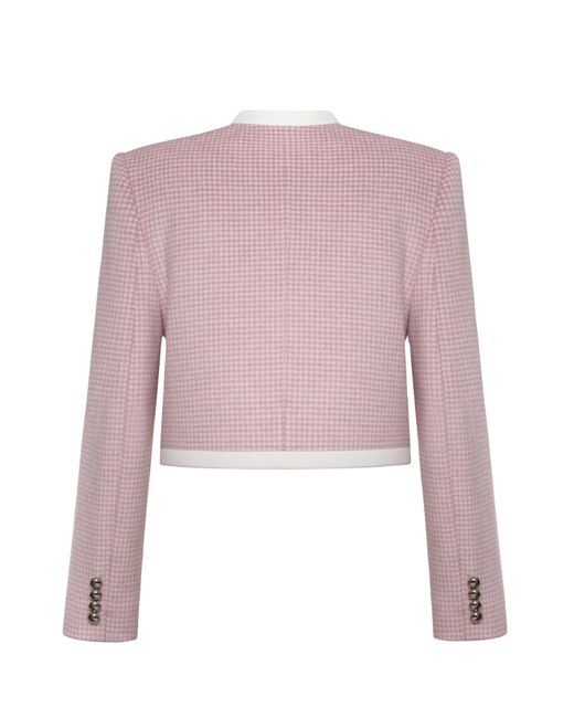 KEBURIA Pink Cropped Double-Breasted Blazer