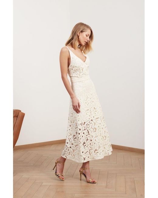 Undress Natural Ulla Lace Midi Dress With Flattering Skirt