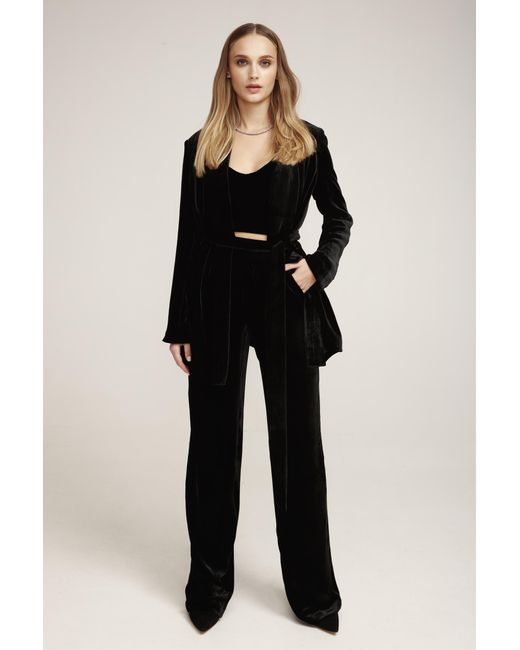 Lita Couture Black The Silk Velvet Trousers