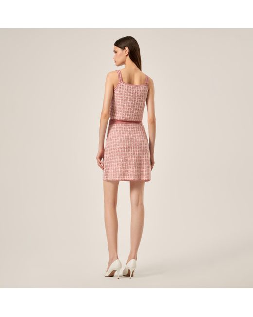 CRUSH Collection Pink Checked Bouclé Tweed Skirt