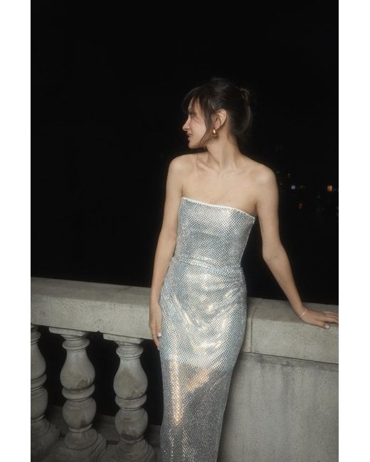 GURANDA Gray Maxi Shiny Dress