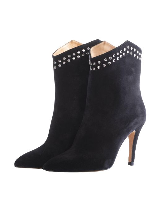 Toral Black Suede Booties With Studs