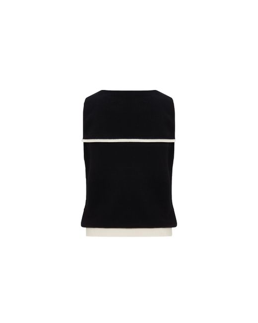 CRUSH Collection Black Colorblocked Lapel Knitted Vest