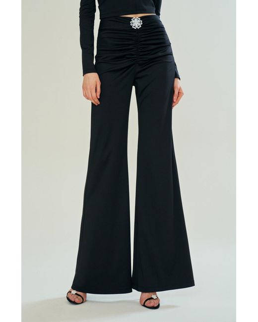 Declara Black Botanical Refflection Draped Pants