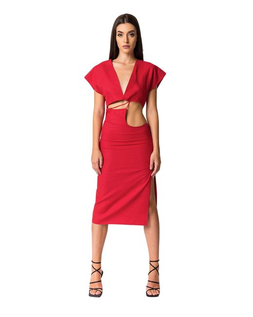 Divalo Red Rubi Linen Dress