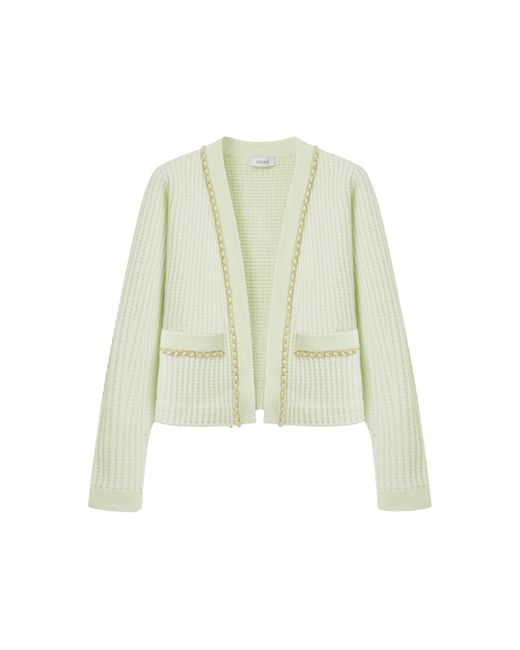 CRUSH Collection Green Waffle Knit Cashmere Cardigan