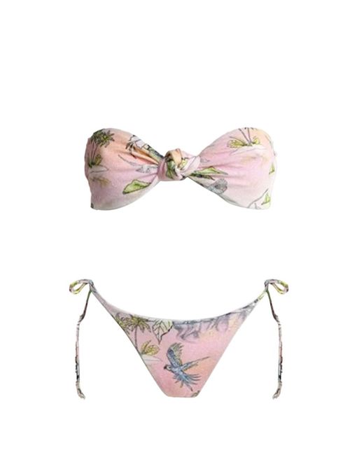 Oceanus Pink Luella Exclusive Print Bandeau Bikini