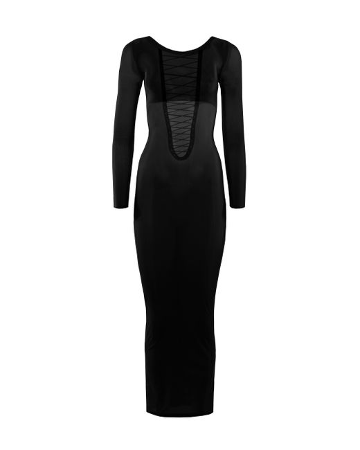 Vestiaire d'un Oiseau Libre Black Sheer Lace-Up Dress