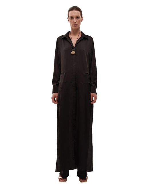 Gasanova Black Maxi Shirt Silk Dress