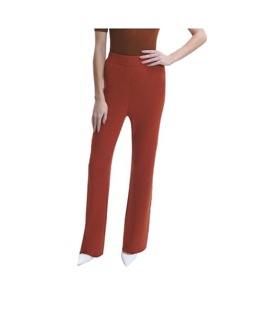 CRUSH Collection Red Silk And Cashmere Ribbed Straight-Leg Pants