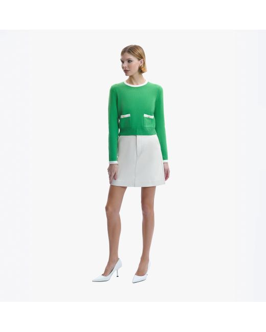 CRUSH Collection Green Cashmere Color-Blocked Top