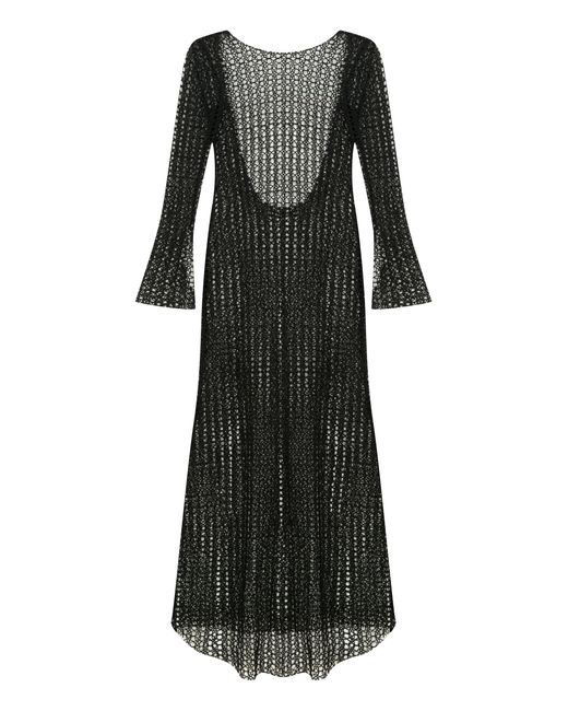 NAZLI CEREN Black Riona Open-Back Crochet Long Dress
