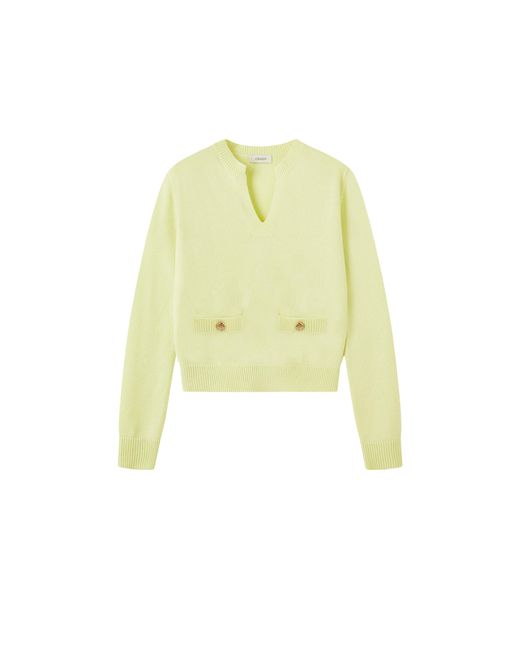 CRUSH Collection Yellow Cashmere Placket Sweater