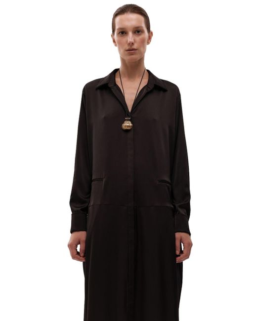 Gasanova Black Maxi Shirt Silk Dress