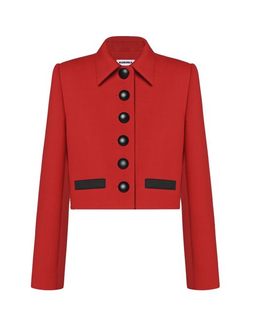 KEBURIA Red Single-Breasted Jacket