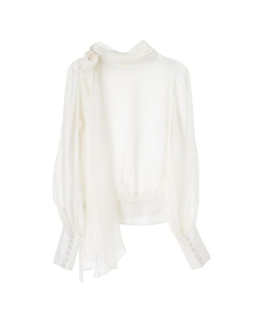 Lita Couture White Flawless Bow Blouse
