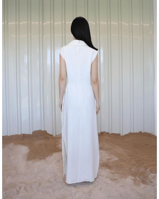 Maet White Xenia Linen Midi Dress