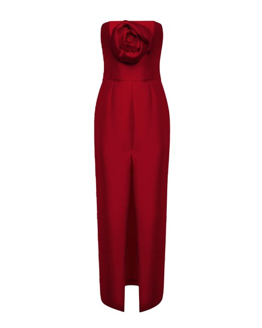 NDS the label Red Strapless Embellised Front Slit Column Dress