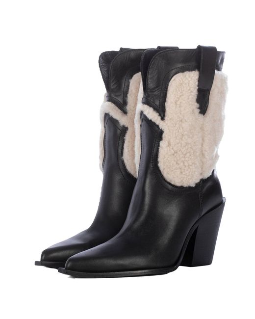 Toral Black Helga Western Boot With Fur