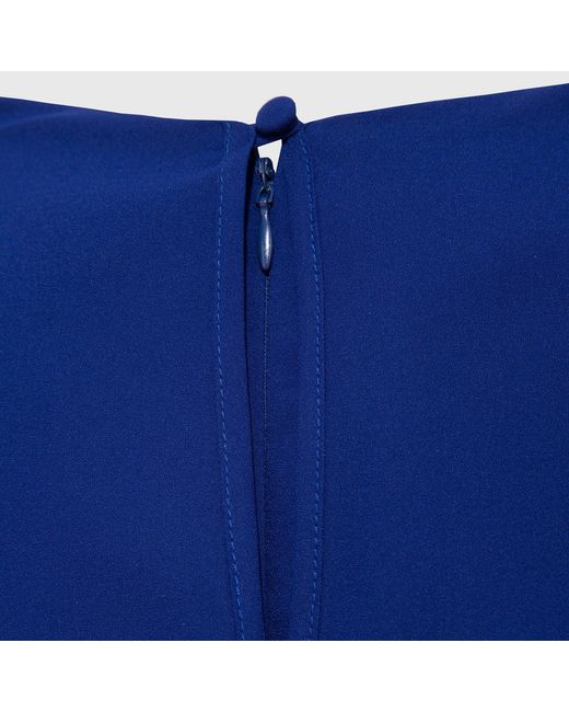 Femponiq Blue Bow Tie Neck Cape Sleeve Maxi Dress