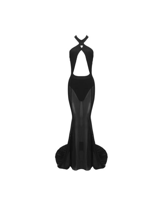 Daniele Morena Black Cross Neckline Gown Dress