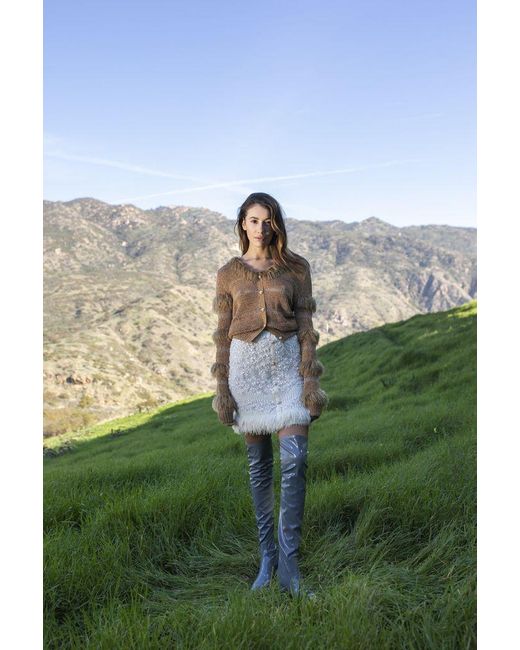 Andreeva White Sundown Handmade Knit Skirt With Pear Buttons