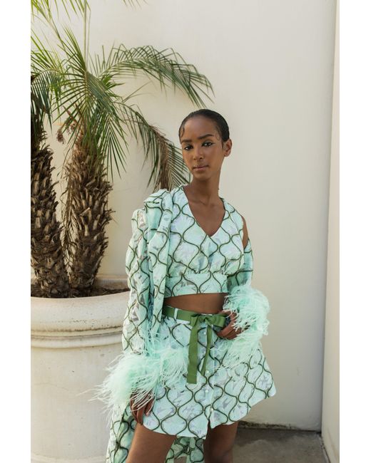 Andreeva Green Mint Skirt With Feathers