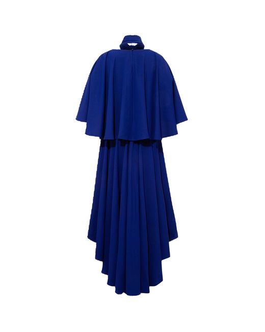 Femponiq Blue Bow Tie Neck Cape Sleeve Maxi Dress