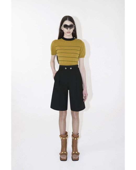KEBURIA Yellow Wool-Cashmere Striped Top