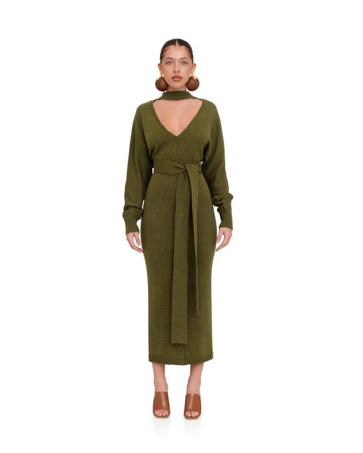 ANDREA IYAMAH Green Mari Jade Knit Dress