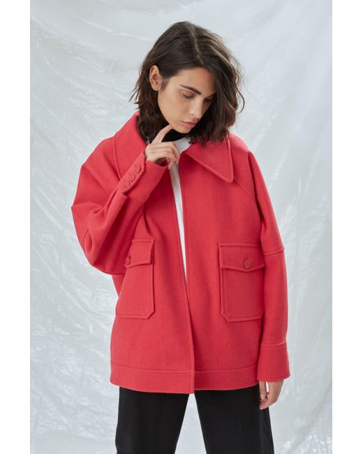 NAZLI CEREN Red Terry Wool Blend Jacket