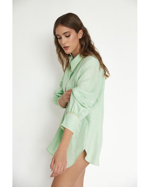 Lita Couture Green Oversized Linen Shirt