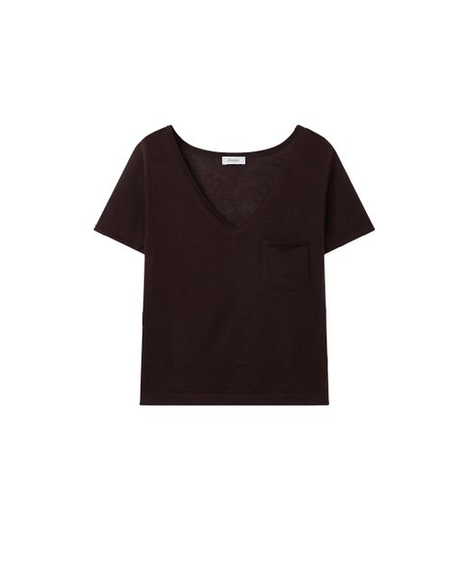 CRUSH Collection Black Cashmere V-Neck T-Shirt With Pocket