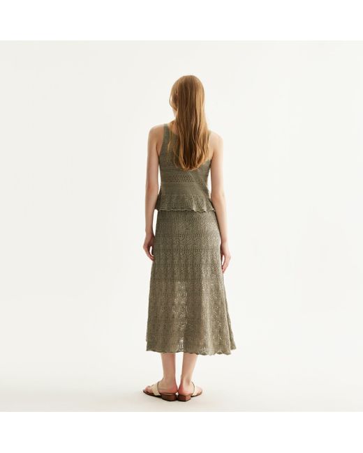 CRUSH Collection Gray Linen Sequined Pointelle Dress