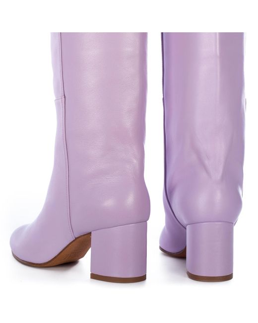 Toral Purple Mauve Leather Tall Boots