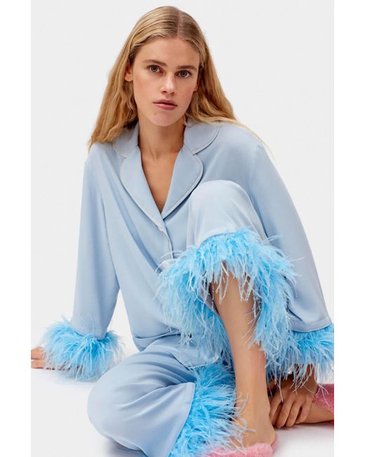 Sleeper Blue Party Pajamas Set With Detachable Feathers