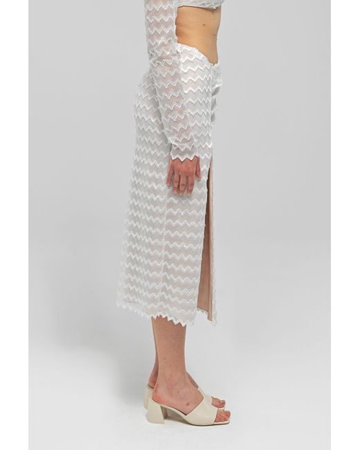 Maet Gray Hebo Knit Asymmetric Midi Skirt