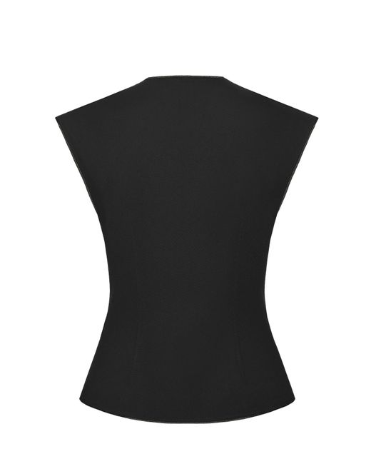 KEBURIA Black Button Embellished Longline Vest