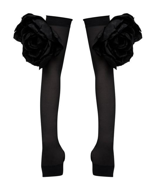 NDS the label Black Fingerless Gloves With Floral Embellishments
