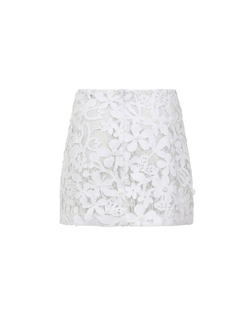 Francesca Miranda White Curpo Lace Denim Skirt