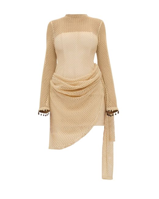 ANDREA IYAMAH Natural Egu Crochet Dress