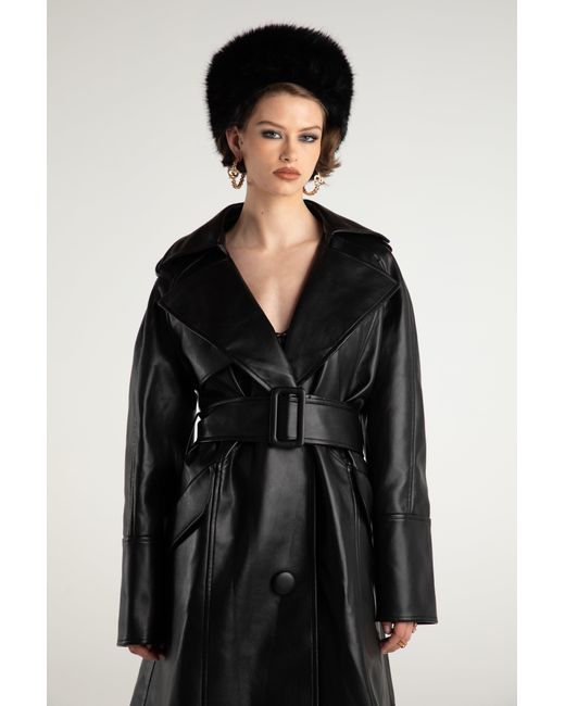 Nana Jacqueline Black Keira Leather Trench Coat () (Final Sale)