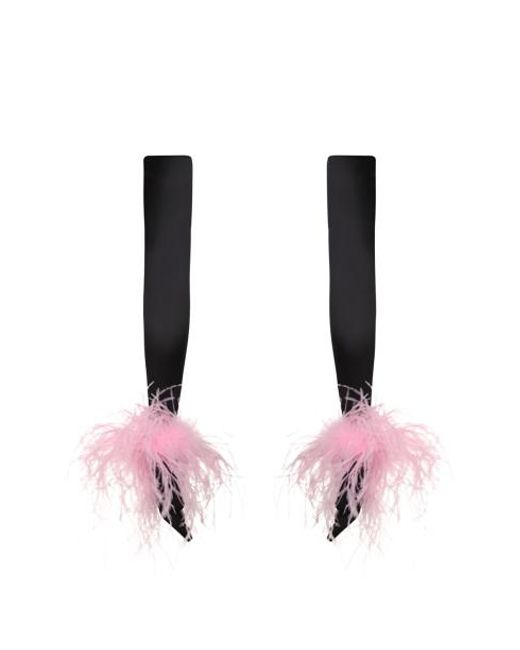 Nue Multicolor "Drama" Silk Gloves With Feathers
