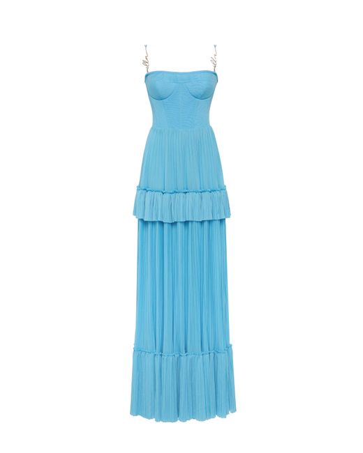 Millà Blue Sky- Spaghetti Strap Pleated Maxi Dress, Garden Of Eden