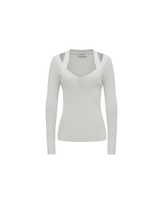 CRUSH Collection Gray Silk Blend Cut Out Knit Top