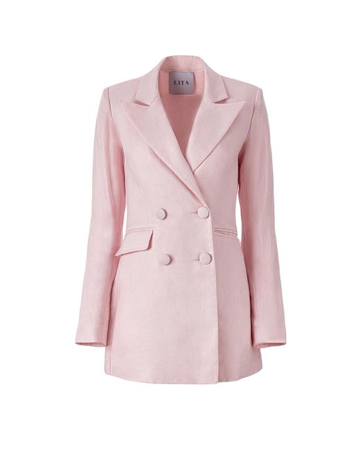 Lita Couture Pink Double-Breasted Blazer