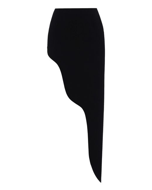 NDS the label Black Wavy Asymmetric Hem Maxi Skirt